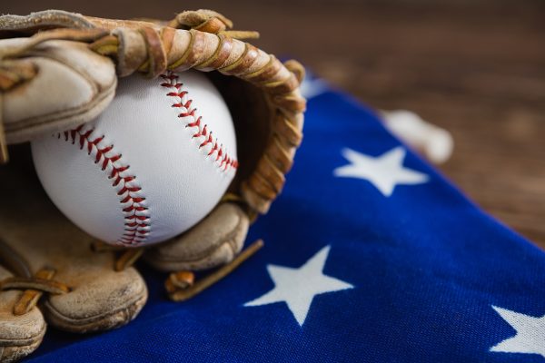 Baseball on a glove